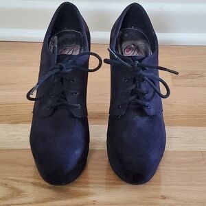 Heart in D Lace Up Suede Platform Heels